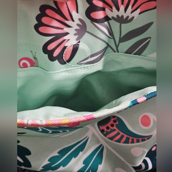 Vera Bradley "Lighten Up" slim crossbody mint with flowers - Picture 5 of 8